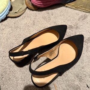 a new day Black Pointed-Toe Slingback Flats with Low Heel